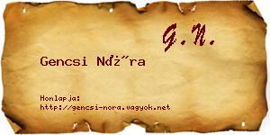 Gencsi Nóra névjegykártya